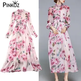 Sweet Soft Girl Pink Rose Flower Luxury Crystal Stand Colle Chiffon Maxi Dress Party Dinner High Waist Plus Size Dresses 210421