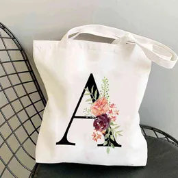 NXY Shopping Väskor Bolsa de Lona Con Letras y Flores Para Mujer Bolso Gran Capacidad Bonito Divertido Verano 0209