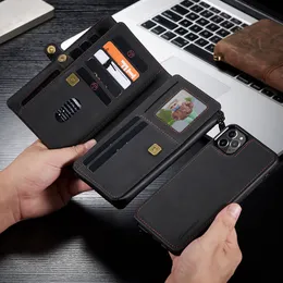 Wallet Flip Iphone 11 XR X XS MAX用の12 Proカバー多機能財布電話バッグカバーのための本革の携帯電話ケース