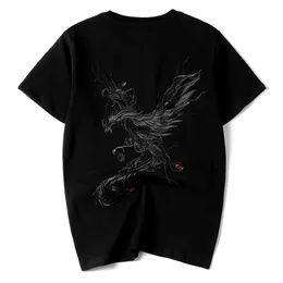 Chinese style Phoenix embroidered t-shirt men's cotton half sleeve fashion lovers' loose short 210716