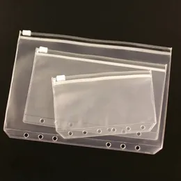 A5/A6/A7 PVC Binder Cover Filing Clear Zipper Storage Bag 6 Hole Waterproof Stationery Bags Office Travel Portable Document Sack