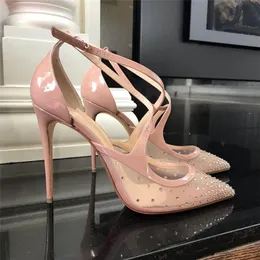새로운 스타일 패션 여성 누드 특허 가죽 포인트 발가락 슈즈 하이힐 얇은 힐 힐 신발 펌프 정품 가죽 120mm 10cm 8cm 브랜드의 새로운 신부 웨딩 신발