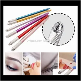 100Pcs Semi-Permanent Makeup Pen 3D Embroidery Makeup Manual Tool Tattoo Eyebrow Microblade Pen 5 Colors Jdpru W95Rk