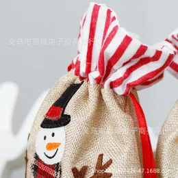 装飾用品リネン三次元刺繍ハンドバッグ子供用ギフトバッグキャンディバッグクリスマスパーティーの装飾