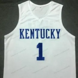 Custom Vintage Devin Booker # 1 Kentucky Koszykówka Jersey Męskie Wszystkie zszyte White Dowolny rozmiar 2xs-5XL Nazwa i numer Najwyższa jakość