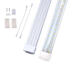 8ft integrerad LED-rörlampa V Form, 72W 100W 144W Shop Lights fungerar utan T8 Ballast, Clear Lens Cover, Cold White 6000K Pack 25