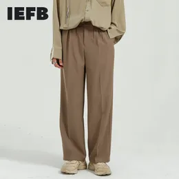 IEFBの紳士服春の韓国のトレンド緩いストレートパンツ単純な純粋なカラーワイドレッグスーツパンツ男性9Y5844 210524