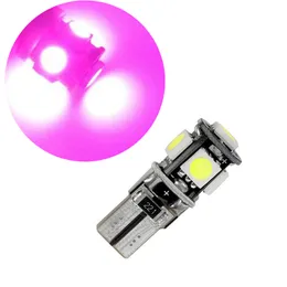 50Pcs Purple T10 W5W 5050 5SMD LED Canbus Error Free Bulbs For 192 168 194 Clearance Lamps License Plate Lights 12V
