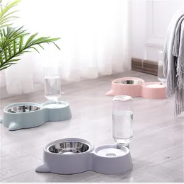1pcs Dual Port Dog Cat Pets Automatic Water Dispenser Feeder Bowl Utensils Pet Drinking Water Feeder Bowl DropShipping Y200922