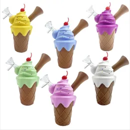 Sacchetti di imballaggio gorgogliatore di gelato Tubi dell'acqua multipli Impianti di perforazione di olio di silicone colorato bong Narghilè Ciotola di vetro gratuita Lunghezza 60mm Oli di silicone Rig