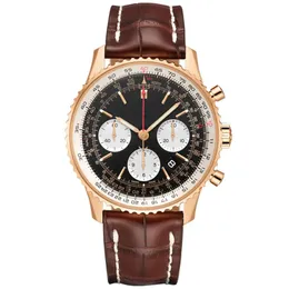 Armbandsur Luxury Sapphire Mäns Automatisk Sport Klocka Äkta Läder Rose Guld Män Mekaniska Klockor Top Brand Male Chronograph Clock