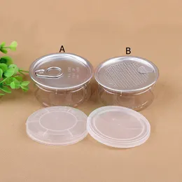 Clear Plastic Jar PET with Metal Lid Airtight Tin Can Pull Ring Concentrate Container Food Herb Storage 100ML W0101