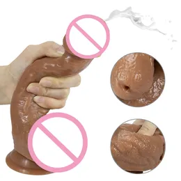 강한 흡입 컵 안전 실리콘 소재와 마사지 제트 액체 딜도 시뮬레이션 페니스 커플을위한 Sex Toys