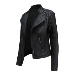 Rosetic Gothique Moto Faux Veste En Cuir Femmes PU Survêtement Automne Femmes Vestes Streetwear Noir Marron Plus La Taille Coats1
