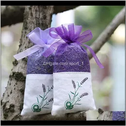 Wdzięczne koronkowe torby lawendowe cukierki ślubne garderoba siatkowa fioletowa bawełna z wstążką prysznic W8926 Prezent Pvn7o