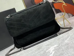 Realfine888 5A Bags 498894 28cm Niki Medium Suede Leather Hand Bags للنساء مع حقيبة غبار