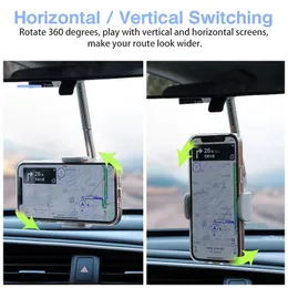 Автомобиль заднего вида зеркала монтаж держатель телефона регулируемый автомобиль держатель телефона кронштейн висит подставка 360 градусов для Samsung Huawei iPhone 13