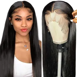 26 Inch Long Black/Brown/Blonde Straight Wigs Brazilian Human Hair for Black Women Heat Resistant Synthetic Lace Front Wig