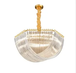 Postmodern light luxury chandelier restaurant lamp crystal Nordic villa living room household simple