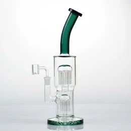 12 pollici Twin Tree Percolatori Bong Bong Narghilè Boro Glass Multi-Braccio Tubo Acqua doppia Perc Bongs Riciclati Smoking DAB RIG Riciclatore con ciotola da 14mm quarzo banger