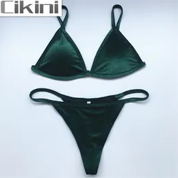 Cikini Velvet Bikini Zestaw Marka Styl Plaża Swimsuit Kobiety Sexy Sport Backless Solid Color Summe 210621