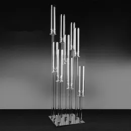 Clear Acrylic Crystal Pillar Candle Holder Tall Candelabra Centerpieces Event Party Tillbehör till Bröllop Senyu631