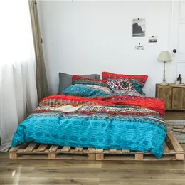 Bohemian Cotton 3D Commanter Bedding Set Luxury Boho Duvet Cover Set Pillowcase Queen King size Bed linne sängkläder 210319