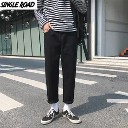 SingLeroad Mens Jeans Uomo Oversized Wide Gambe Stile Coreano Denim Pants Fashion Giapponese Streetwear Black Bangy Jeans per uomo 210319