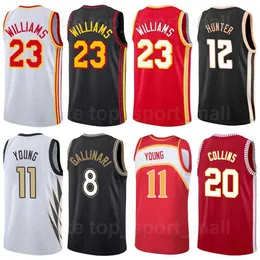 プリントバスケットボールLou Williams Jersey 23 Trae Young 11 Deandre Hunter 12 John Collins Danilo GallinariサイズS XXXL