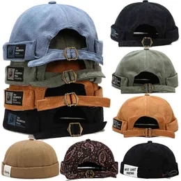 30style män hattar docker hatt skalle justerbar casual skalle loop beanie hatt bomull retro litterära hyresvärd sailor melon kepsar kvinnor y21111