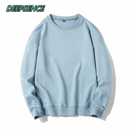 Men Autumn Winter O Neck Solid Color Cotton Long Sweatshirts Casual Loose Fit Hoodie 4XL 210813