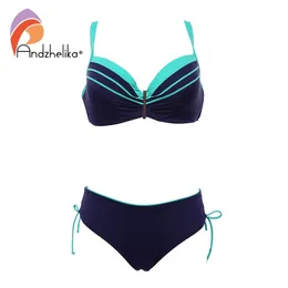 Andzhelika Sexy Bikinis Mulheres Grande Copo Dois Peças Swimsuits Push up Bikini Set 2021 Praia Plus Size Swimwear Terno 210319