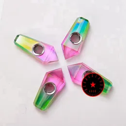 Cool Rainbow Mini Natural Gemstone Pipes Stone Crystal Diamond Dry Herb Tobacco Filter Smoking Tube Handpipe Handmade High Quality Decoration DHL Free