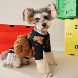 Tecknad hund tröja t -shirt liten björntryck husdjur tröja bulldog schnauzer corgi valpkläder kläder180i