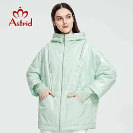 Astrid Primavera Outono Mulheres Fina Algodão Jaqueta Windproof With Hood Zipper Casaco Mulheres Parkas Outerwear Am-8734 211130