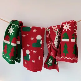 Boże Narodzenie dzieci kreskówka szaliki moda xmas dzieci patchwork kolor dziecka łoś dzianin czerwone okłady zimowe chłopcy dziewczyny żakardowe szaliki wełny D274