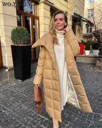 Wotwoy espessamento de algodão-acolchoado inverno jaqueta mulheres grandes dimensionadas x-long para baixo parkas bolha feminina casaco quente sólido outerwear 211130