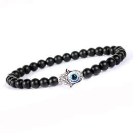 free ship 10PCS/lot Turkish Evil Eyes Bracelet Black Natural Stone Beads Obsidian Braslet for Women Men Yoga Hand Jewelry Accessories