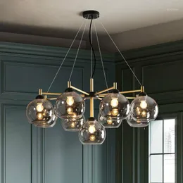 Lustres da sala de estar moderna metal dourado e27 lustre ledelier lustre esfumaçado âmbar luminagem pendurada austableled lumpless