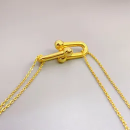 Anhänger Halsketten Ins Kalter Wind Japan und Südkorea Online-Berühmtheit Messing Vakuumbeschichtung Persönlichkeit U-förmige Doppelknopf-Halskette Brac