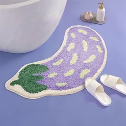 Eggplant Bathroom Rug Plush Carpet Cartoon Bath Mat Anti-Slip Area Rugs for Bedroom Arc Floor Mats Kids Room Decorative Carpets 220301