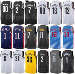 스크린 인쇄 농구 Nicolas Claxton Jerseys 33 Timothe Luwawu-Cabarrot 9 Patty Mills 5 Dayron Sharpe Cameron Thomas 8 Lamarcus Aldridge 21 남자 여성 키즈