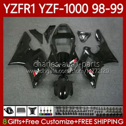 Motorcykelkropp för Yamaha YZF-R1 YZF-1000 YZF R 1 1000 CC Matte Black 98-01 Bodywork 82No.31 YZF R1 1000cc YZFR1 98 99 00 01 YZF1000 1998 1999 2000 2001 OEM Fairings Kit