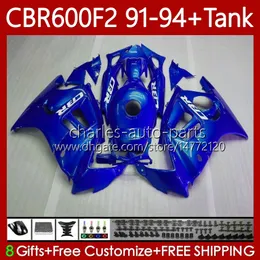 Karosseri + tank för Honda Glossy Blue CBR 600 F2 CC 91-94 Kropp 63NO.120 CBR 600FS 600F2 CBR600 FS CBR600F2 91 92 93 94 CBR600-F2 600CC CBR600FS 1991 1992 1993 1994 Fairing