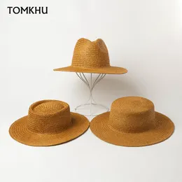 Szeroki Brim Kapelusze Panie Letni Papier Słomy Wklęsły Wklęsły Top Hat Dorywczo Prosta Panama Dla Kobiet Outdoor Travel Sombrero Playa Mujer