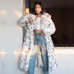 Artı Boyutu Giyim Mont Faux Kürk Kadın 9XL Sonbahar Kış Sıcak Boy İmitasyon Leopar Eğrisi Takım Elbise Uzun Maxi Ceket