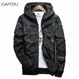 Mäns Trench Coats Partihandel-2021 Vår Höst Mens Casual Camouflage Hoodie Jacket Män Vattentät Kläder Vindjacket Coat Male Outwear 4