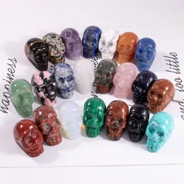 Party Decoration 1 Inch Crystal quarze Skull Sculpture Hand Carved Gemstone Statue Figurine Collectible Healing Reiki Halloween 2272 Y2