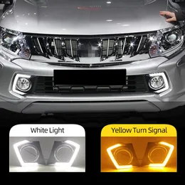 1 세트 자동차 LED 낮 러닝 라이트 DRL 램프 Mitsubishi Triton L200 2015 2016 2017 2018 디밍 기능 안개 램프
