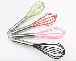 Nuova cucina 10 pollici utensile per uova in silicone frullino per uova manico in acciaio inossidabile miscelatore per polvere miscelatore per crema cottura